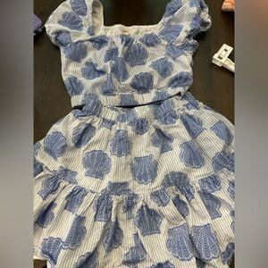 Blue Shell Patterned Kids Dress
